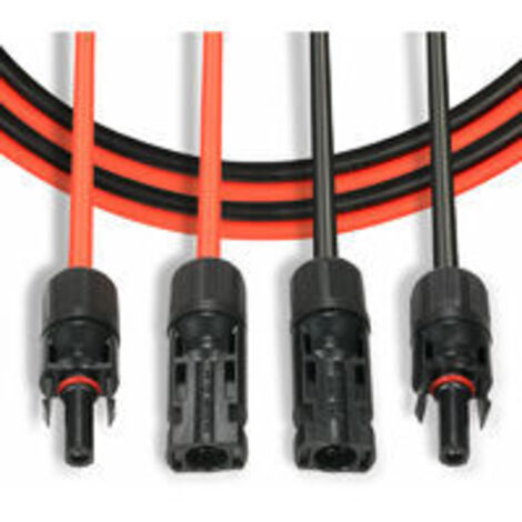 Cable de extensión solar fotovoltaico Cable de extensión de panel solar con par de conectores MC4, rojo+negro, 14AWG 3M/10 pies (1/4)