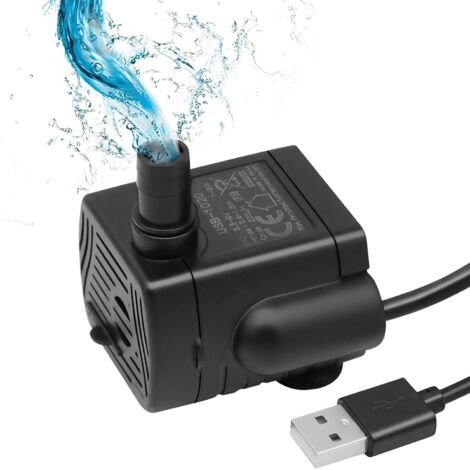 Mini bomba de agua, mini bomba USB, bomba de fuente para gatos de 1-3W 200 L/H para mini peceras, mini maceteros, estanque de acuario (1/5)