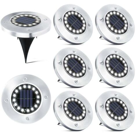 16 LED Lampe Solaire Extérieur-8 Pièces Spot Solaire Jardin Etanche Lampadaire pour Passerelle Chemin Terrasse Cour Souterraine Encastrer Pelouse aiperq (1/4)