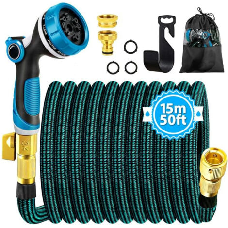 Tuyau Arrosage Extensible,15m Tuyau D'arrosage avecTuyaux D'arrosage Retractable avec Buse de Pulvérisation 10 Fonctions,50ft (1/4)