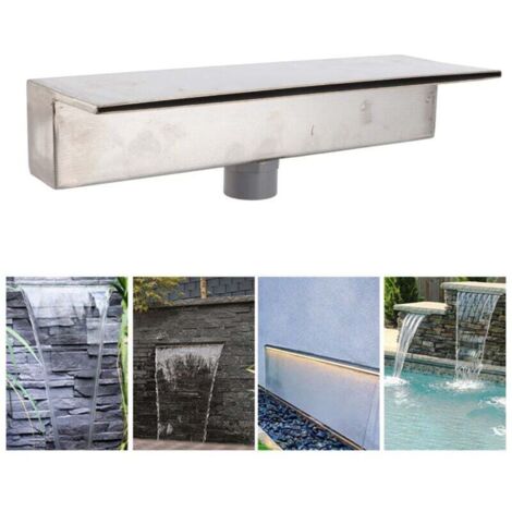 AIPERQ Fontaine de piscine en acier inoxydable 304, fontaine rectangulaire de 30 cm pour piscine, jardin, étang extérieur, spa (1/4)