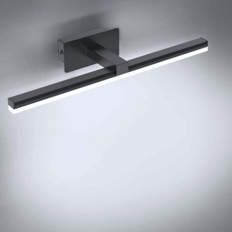 AIPERQ Lampe Miroir LED 9W, Lampe Miroir Salle De Bain Blanc Froid 6000K Éclairage Avant Miroir 40cm Éclairage Armoire Salle De Bain 720LM Lampe Murale Miroir Led Noir(Pas D'interrupteur) (1/4)
