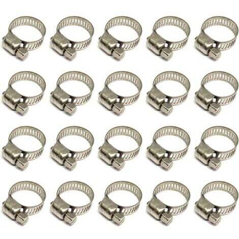 Aiperq 20 Pièces Collier De Serrage Tuyau, Collier De Serrage Tuyau Réglable 12-20mm, 304 Collier De Serrage Inox, Collier Serrage Métallique, Pour Tuyau, Home Gaz, Famille Tuyau D'eau, Câble, Robinet (1/4)
