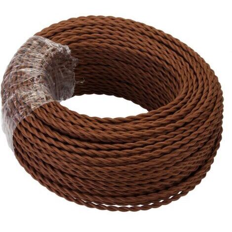 Aiperq Câble Electrique Textile 10M,Rétro torsadé fil tressé,Fil de cuivre recouvert de lin 2 noyaux(2x0,75 mm²),Pour DIY Pendentif Lampe/Café (1/4)