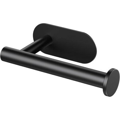Porte Papier Toilette, Support Papier Toilette Auto-Adhésif sans Perçage, Porte-Papier Porte Rouleau Toilette Acier Inoxydable 304 de Haute Qualité, Colle Forte Collante étanche 3M - Noir (1/4)