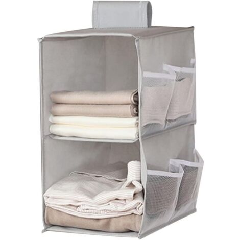 Étagère de rangement suspendue pliable pour placard – 2 compartiments + 6 poches latérales, structure en acier résistant, facile à installer (1/5)