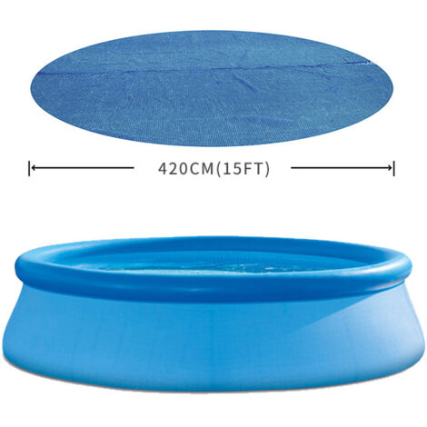 15ft Round Pool Sun Protection Tarpaulin Weather Resistant Foldable Energy Saving Pool Cover (1/4)
