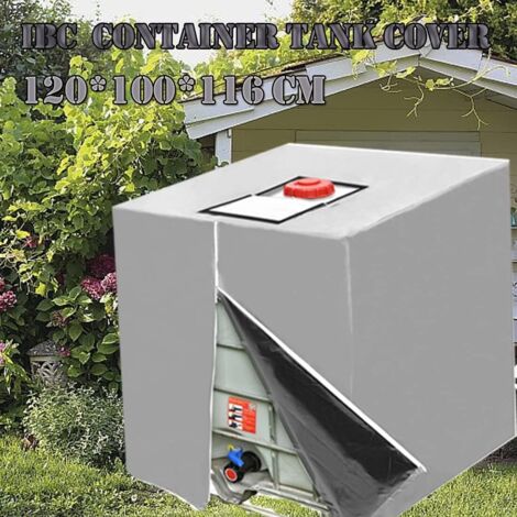 Bâche de réservoir d'eau, Bâche Couverture Réservoir IBC pour Cuve 1000L, 420D Réservoir d'eau Couvercle, Capôt de Protection Container Citerne Eau, Anti-poussière Anti-UV Anti-Pluie, 116 x 100 x 120  (1/5)
