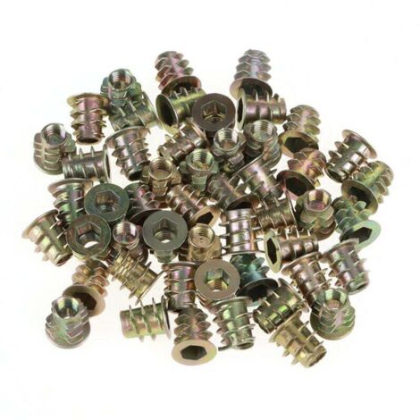 AIPERQ Jeffergarden 50 écrous de meubles à tête hexagonale en alliage de zinc M5 10 mm filetés pour insert en bois (1/4)