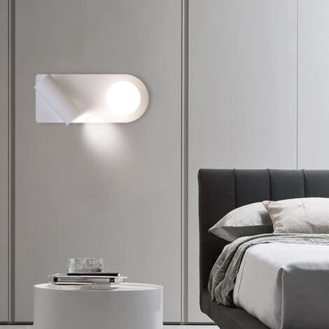 Lampe de lecture de chevet de chambre à coucher avec fonction de réglage de la rotation à 350 ° Mini projecteur, appliques murales à LED modernes à intensité variable, appliques murales en métal mince (1/5)