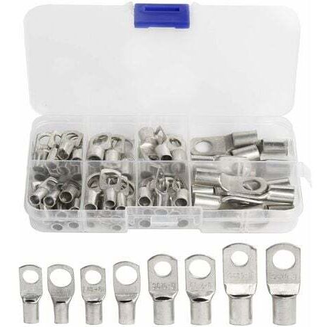 Aiperq 60 Pcs Cosses Électrique Trou boulon en Cuivre Étamé Connecteurs SC à sertir/souder pour câble de 6m㎡ 8m㎡ 10m㎡ 16m㎡ 25m㎡ (1/4)