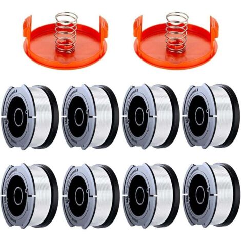 8 Pack Bobine Fil Coupe Bordure Compatible avec Black et Decker Coupe Bordures, A6481 A6485 1.65mm Bobine de Fil Debroussailleuse(8 Fil Coupe Bordure,2 Couvercle,2 Ressort) (1/4)