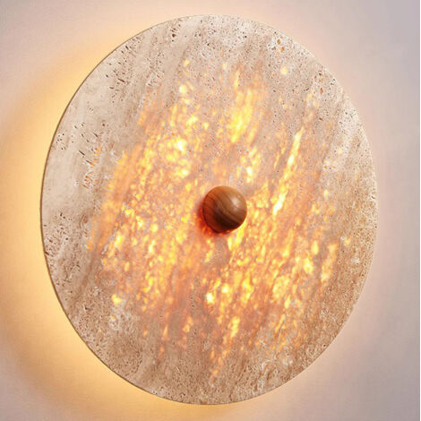 Applique murale créative rétro, plafonnier de style wabi-sabi japonais, travertin beige naturel, spot LED pour allée de salon nordique (1/4)