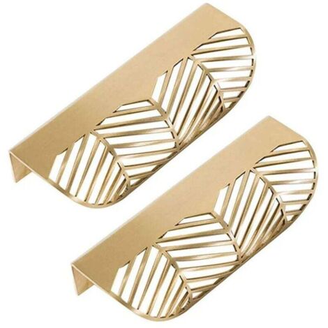 Aiperq Promotion Feuille Forme tiroir Poignée en laiton Meubles Porte Bouton Pull Cabinet Armoire Poignée de porte ( 2PCS) (1/4)