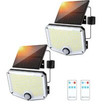 Lot de 2 lampes solaires d'extérieur, 222 LED avec détecteur de mouvement, éclairage solaire extérieur, grand angle de 240°, installation facile XXW