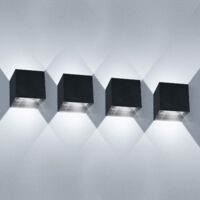 Applique Murale Interieur LED 10W 4 Pack Applique Murale Exterieur Étanche IP65 Angle de Faisceau réglable Aplique Mural Moderne Blanc Froid 6000K