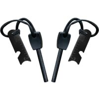 Pierre à Feu de Survie,Allume Feu avec Grattoir, Waterproof, 10,000 Etincelles à 3,000 Degrés, Barre 8 mm, Fire Steel en Magnesium - Fire Starter,Lanière de Cou,Grattoir Multi-Outils(2 pièces)