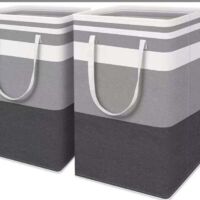 Ensemble de 2 grands paniers à linge - Panier à linge - Panier à linge imperméable - Panier à linge pliable - Panier à linge de 75 litres - Noir-gris