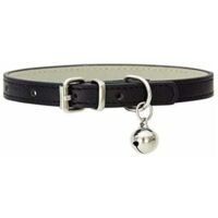 Collier en cuir pour chat bébé chiot chien réglable 19,1 - 27,9 cm collier de chaton avec grelots noir, Fei Yu