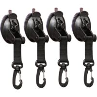 Ensemble de 4 fixations à ventouse, ventouse avec crochet multifonctionnel, ventouse pour tentes latérales de voiture, crochet à ventouse pour voiture, ventouse avec système de fixation à tension.