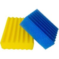 Mousse filtrante Bassin – Mousse filtrante pour Filtre Bassin, Médias filtrants de Remplacement (1 x Bleu Grossier & 1 x Jaune Fin)