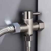 Robinetterie 3 voies en laiton massif chromé – Raccord 3/8″–12/17 T pour WC, débit réglable, finition brillante