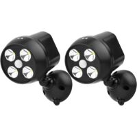 Projecteur extérieur sans fil 2 unités, détecteur de mouvement PIR, 600 lm, étanche IP65, noir
