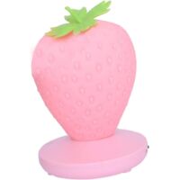 Veilleuse Veilleuse pour enfant en forme de fraise en silicone avec changement de couleur - Rechargeable par USB - 3 modes - Interrupteur tactile - Cadeau pour anniversaire, Noël - Rose