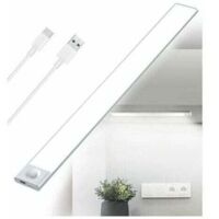Lámpara LED para Armario con Sensor de Movimiento Recargable, Luz Tricolor, Inalámbrica, 40 cm, Escalera, Lámpara Interior, Tira LED 3 Modos, USB, Regulable, Cocina Vestidor Pasillo Camping Bodega