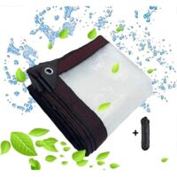 Bâche transparente avec œillets – Serre extérieure en plastique transparente avec bâches de terrasse imperméables – pour tente de mobilier de jardin extérieur – 2 x 1 m
