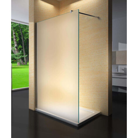 WITIT PARETE PORTA FISSA WALK IN BOX DOCCIA IN VETRO OPACO SATINATO 8MM REVERSIBILE ALTEZZA 190 CM BRACCIO FISSO 90CM TAGLIABILE MISURA 80x190 cm