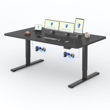 FlexiSpot Bureau Assis Debout 200 x 80 cm avec 2 Moteurs, Noir