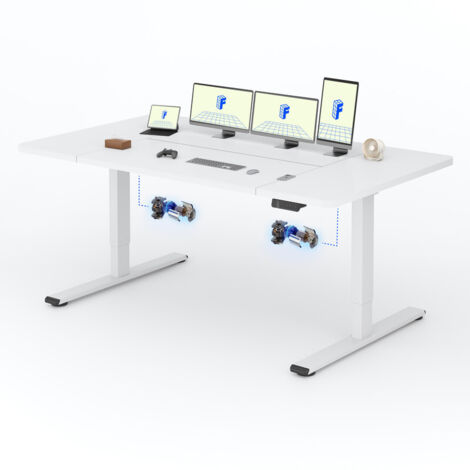FlexiSpot Bureau Assis Debout 200 x 80 cm avec 2 Moteurs, Blanc