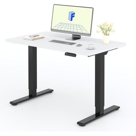 FlexiSpot Bureau Assis Debout Une Pièce 2 Mot 120×80. Noir+Blanc (1/5)