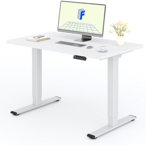 FlexiSpot Bureau Assis Debout Une Pièce 2 Mot 120×80. Blanc+Blanc