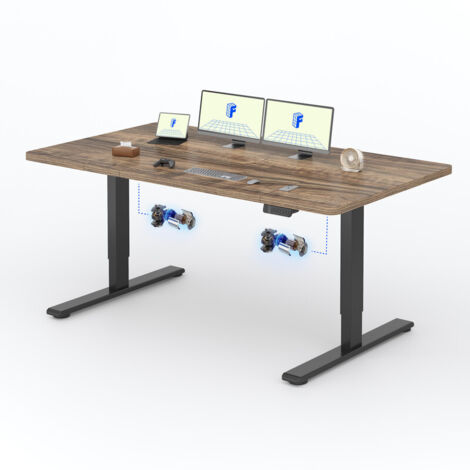 FlexiSpot Bureau Assis Debout 180 x 80 cm avec 2 Moteurs, Marron