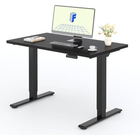 FlexiSpot Bureau Assis Debout 2 Mot Une Pièce 120×60. Noir+Noir