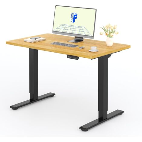 FlexiSpot Bureau Assis Debout Une Pièce 2 Mot 120×80. Noir+Maple
