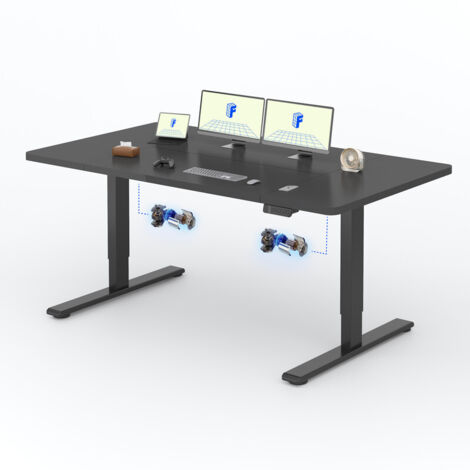 FlexiSpot Bureau Assis Debout 180 x 80 cm avec 2 Moteurs, Noir (1/5)