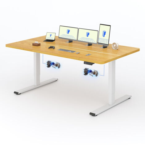 FlexiSpot Bureau Assis Debout 200x 80 cm avec 2 Moteurs, Maple