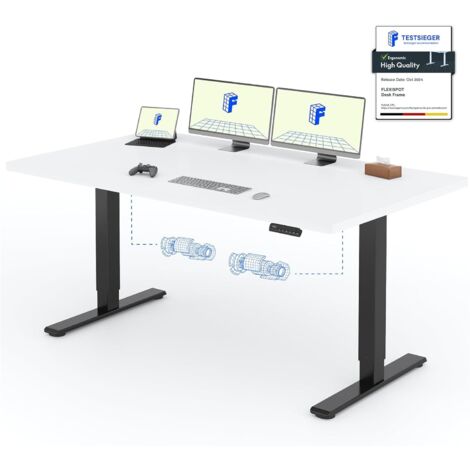 FlexiSpot Bureau Assis Debout Une Pièce 2 Mot 180×80. Noir+Blanc (1/5)