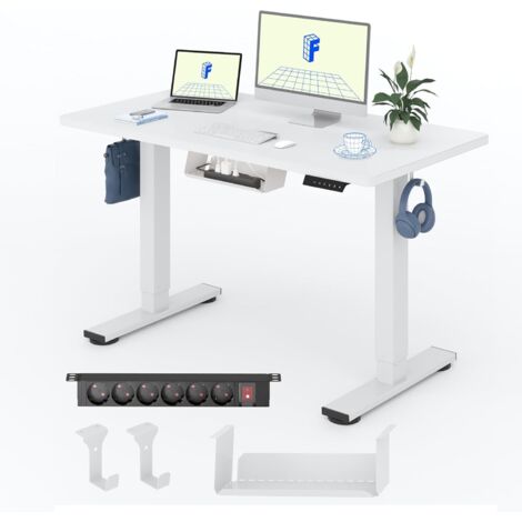 FLEXISPOT Bureau Assis Debout 100x60cm Une Pièce, Blanc (1/5)