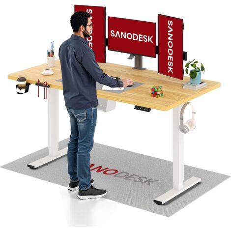 SANODESK QS1 Bureau Assis Debout Électrique 160x60 cm, Érable
