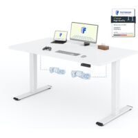 FlexiSpot Bureau Assis Debout Une Pièce 2 Mot 140×80. Blanc+Blanc