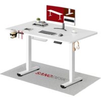 Bureau assis debout électrique 110x54 cm – Hauteur réglable de 73.5 à 118 cm – Moteur silencieux sous 51 dB – Capacité de charge 60 kg – Sanodesk