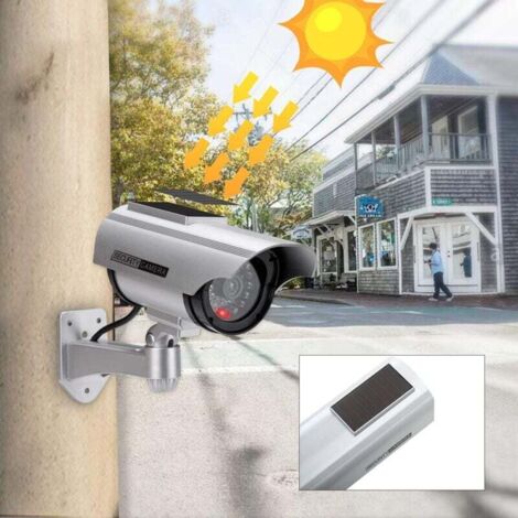 Caméra Factice JUSTOP Avec LED Clignotante Solaire – Dissuasion Cambriolage Intérieur/Extérieur – Argent