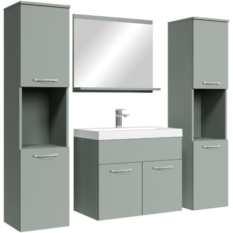 Set mobili da bagno Montreal XL 60cm - Verde - specchio e mobiletti laterali
