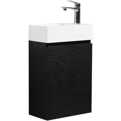 Mobile da bagno Gabinetto Angela 40cm Nero Legno - armadio WC mobiletto lavabo