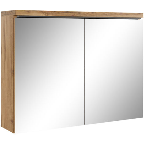 Armadietto a specchio Paso 80 x 60cm Rovere - specchio armadietto bagno