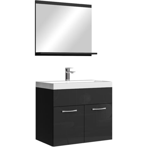 Mobile da bagno Montreal 02 60cm Nero Lucido - armadio mobiletto lavabo